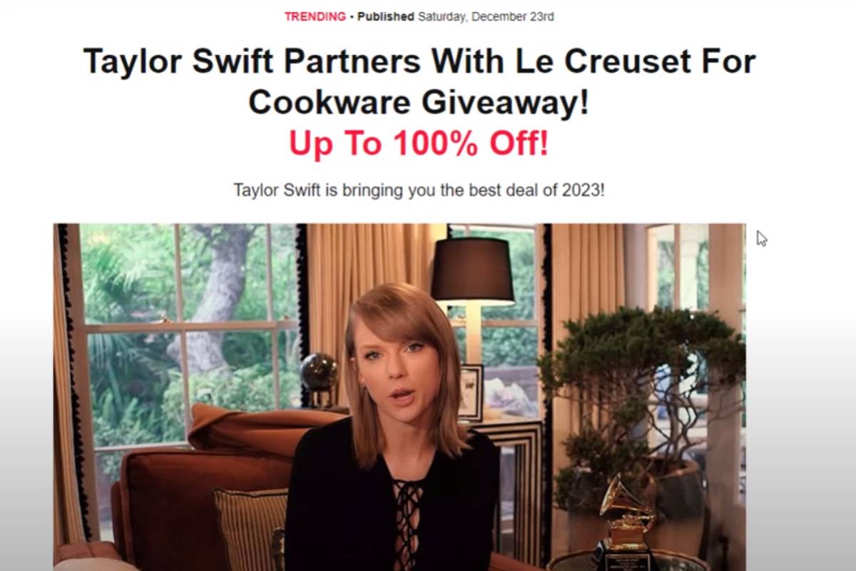 Taylor Swift: golpistas divulgam vídeo falso de promoção – 09/01/2024 – Tec