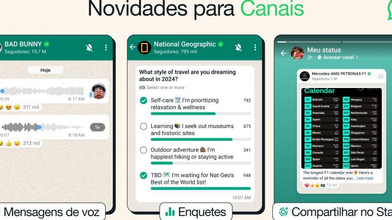 WhatsApp agora permite mensagem de voz e enquete em canal – 17/01/2024 – Tec