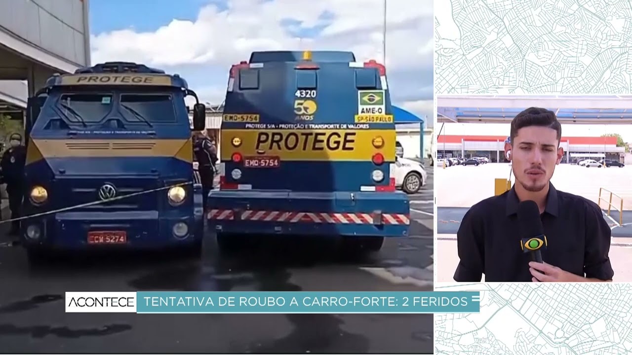 Tentativa de assalto a carro-forte em supermercado deixa duas pessoas feridas