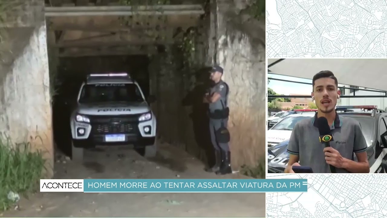 Criminoso morre em troca de tiros ao tentar assaltar viatura da PM