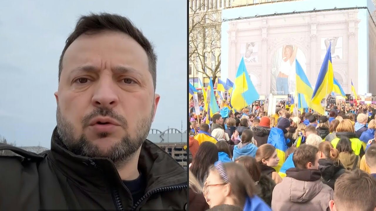 Zelensky promete derrotar a Rússia; manifestações marcam o 2º aniversário da guerra | AFP