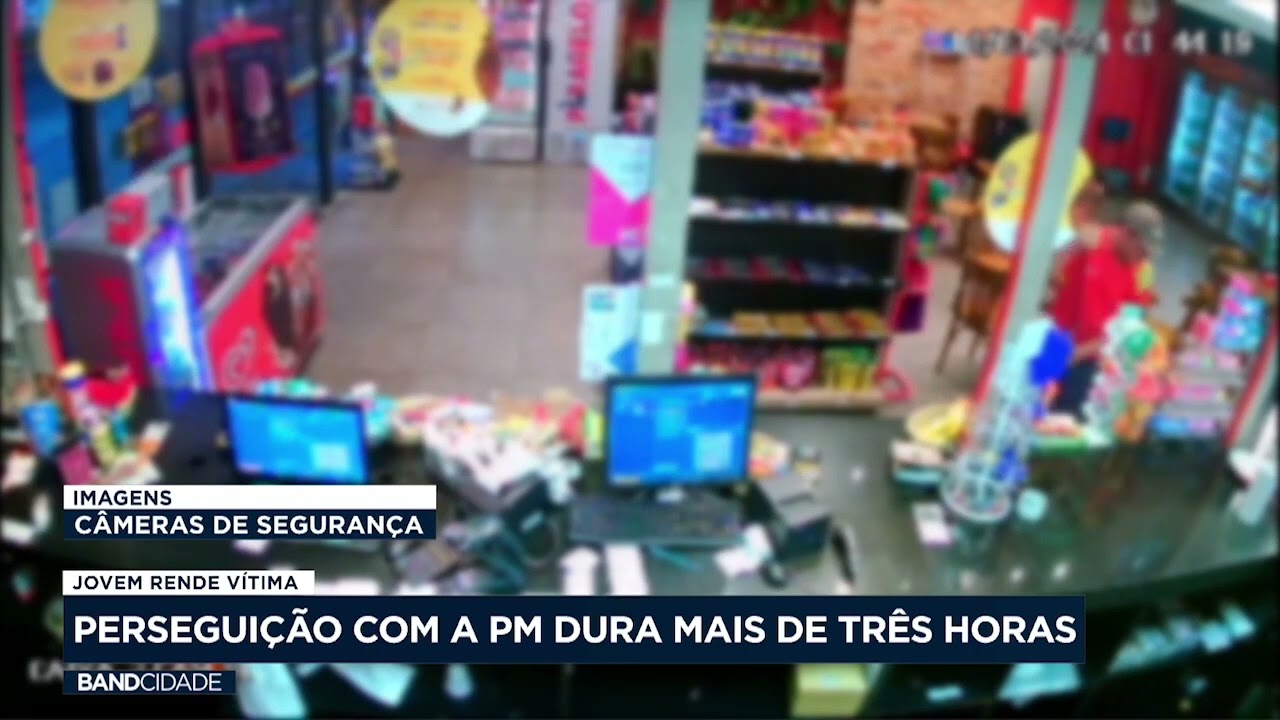Jovem rouba loja e furta carro e perseguição com a PM dura mais de três horas