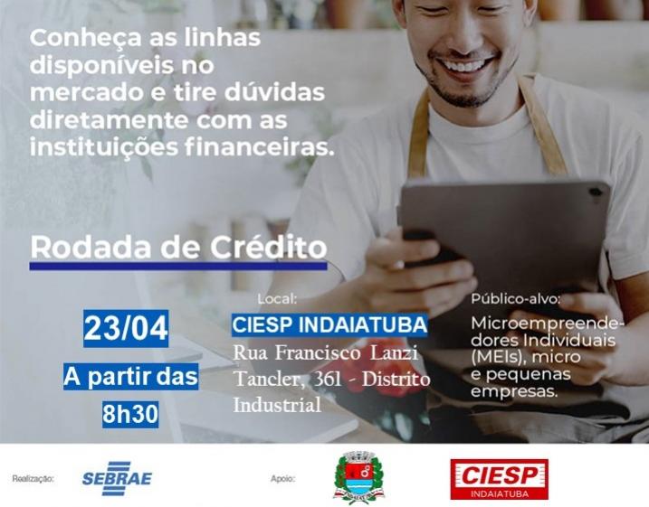Inscries para a Rodada de Crdito que acontece no dia 23 de abril esto abertas