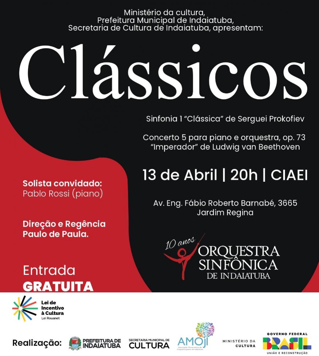 Orquestra Sinfnica de Indaiatuba apresenta o concerto “Clssicos” no dia 13 de abril
