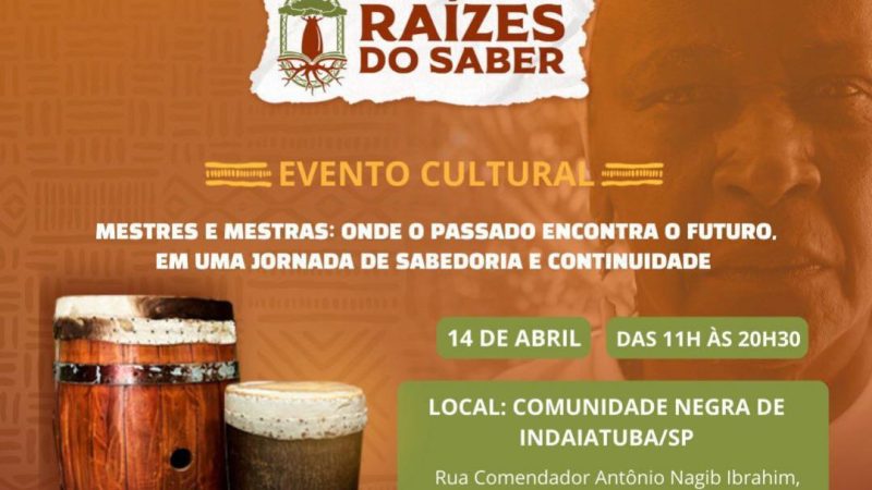 Roda de conversa sobre a cultura afro-brasileira “Razes do Saber” acontece no dia 14 de abril