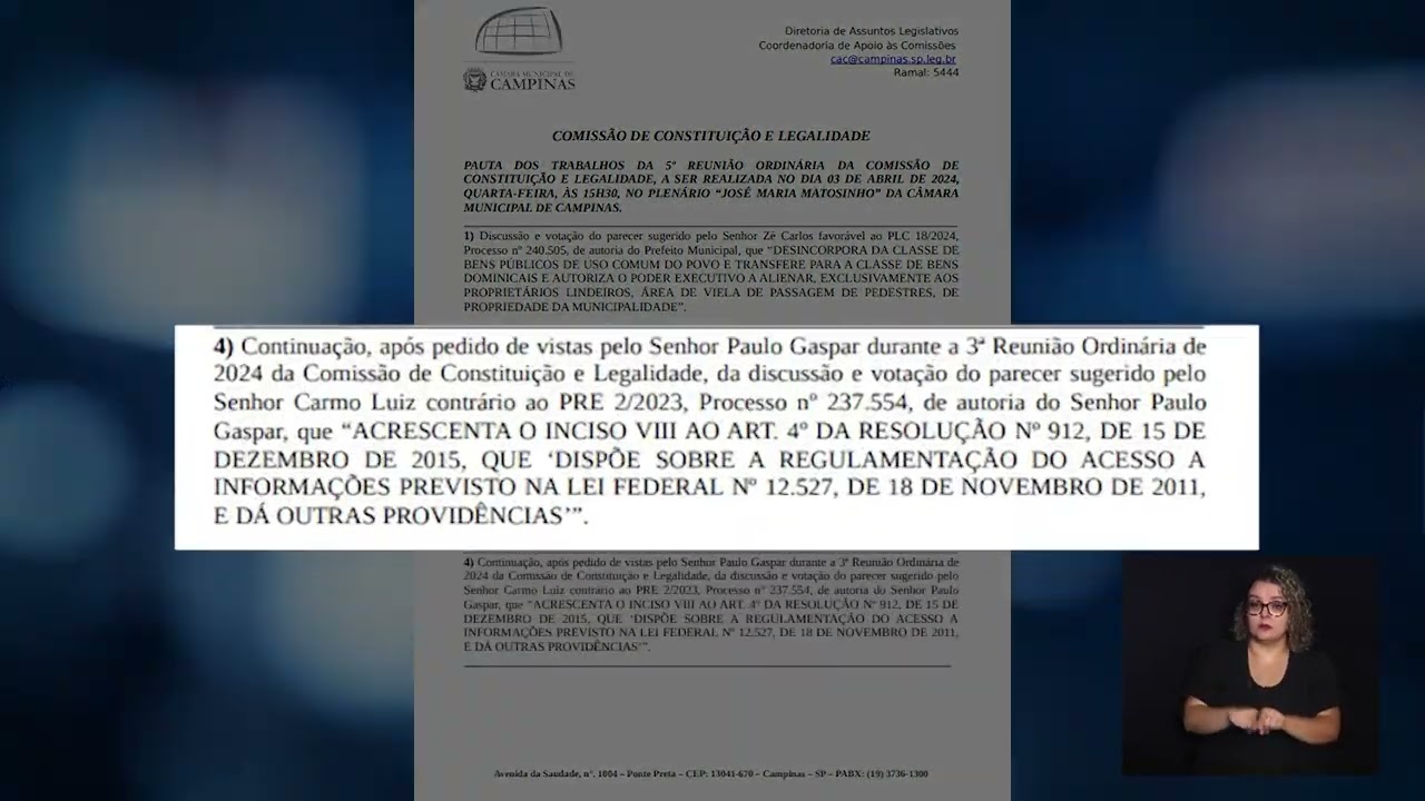 CÂMARA NOTÍCIA – 5ª REUNIÃO COM. LEGALIDADE 2024 04-04-2024