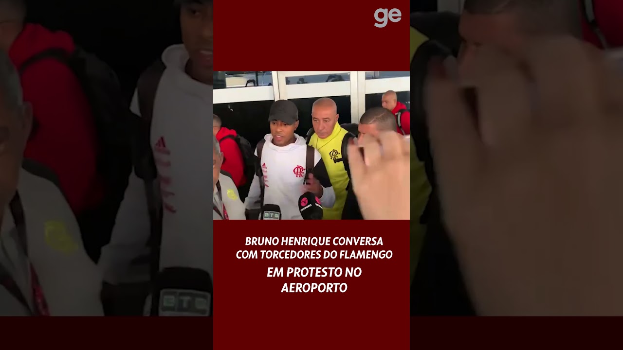 BRUNO HENRIQUE CONVERSA COM TORCIDA DO FLAMENGO EM PROTESTO NO AEROPORTO | #shorts | ge.globo