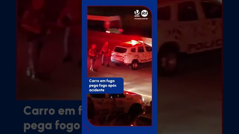 Carro em fuga pega fogo após acidente na Santos Dumont em Campinas!