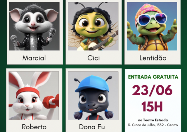 Espetáculo infantil "Contos da Floresta" acontece no dia 23 de junho no Teatro Estrada