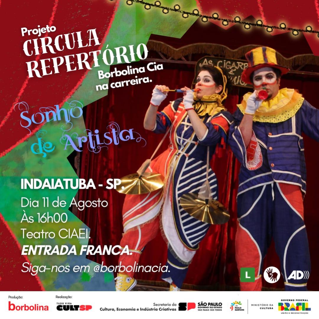 Apresentações da peça "Sonho de Artista" e workshop de atuação acontecem nos dias 11 e 12 de agosto