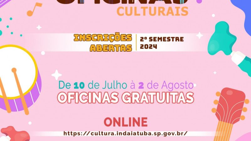 Inscrições para vagas remanescentes das Oficinas Culturais para o 2º semestre estão abertas