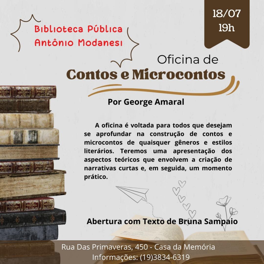 Oficina gratuita de escrita acontece no dia 18 de julho na Biblioteca Pública Antônio Modanesi