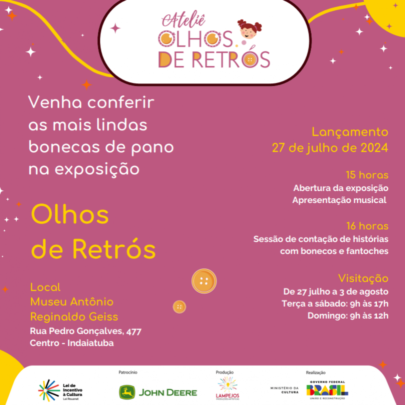 Projeto "Ateliê Olhos de Retrós"  realiza a exposição de bonecas de pano e curso de amigurumis