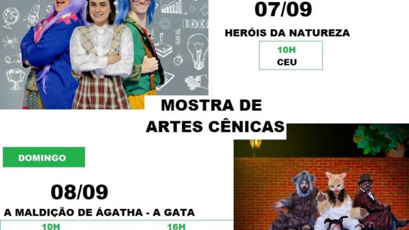 5ª semana da Mostra de Artes Cênicas conta traz peças de teatro gratuitas nos dias 7 e 8 de setembro