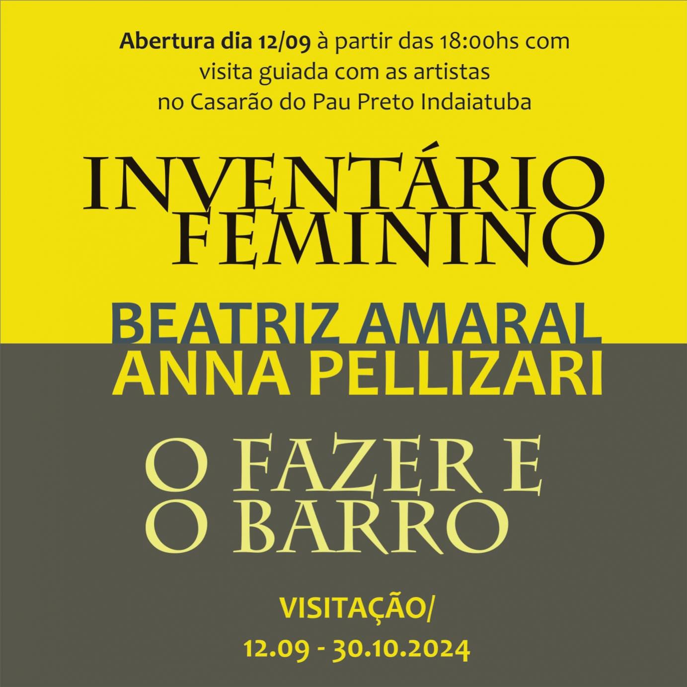 Casarão recebe exposições "Inventário feminino" e  "O fazer e o barro" de 12 a 30 de setembro
