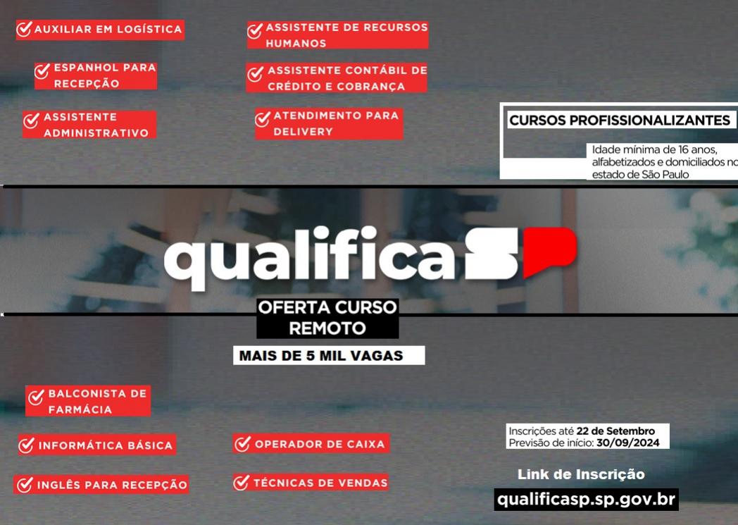 Governo disponibiliza mais de dez cursos on-line profissionalizantes do Programa Qualifica SP