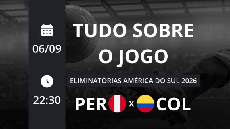 Peru x Colômbia: placar ao vivo, escalações, lances, gols e mais