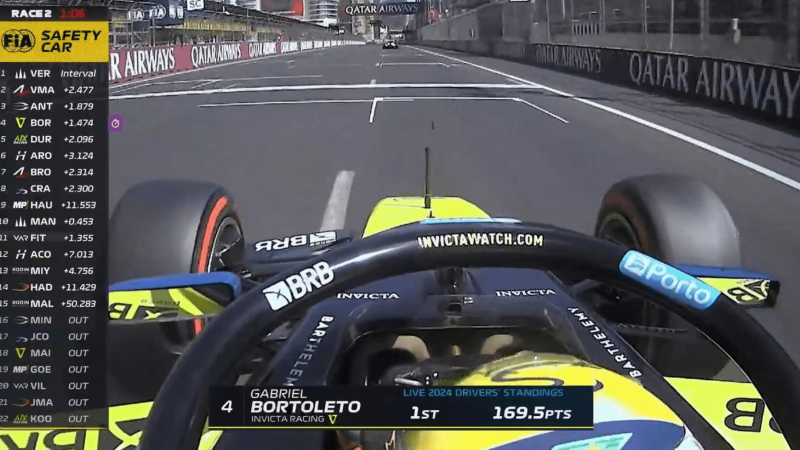 Quarto colocado em corrida caótica no Azerbaijão, Bortoleto é o novo líder do campeonato da F2