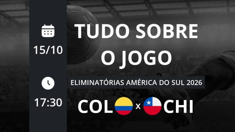 Colômbia x Chile: que horas é o jogo hoje, onde vai ser e mais