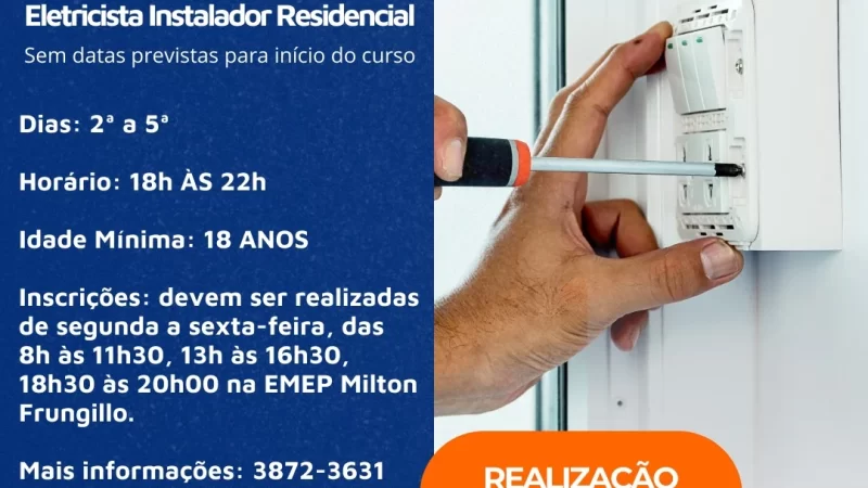 Inscrições abertas para curso gratuito na ‘EMEP Milton Frungillo’. – Prefeitura Municipal de Cosmópolis – Jornal Aqui Paulínia