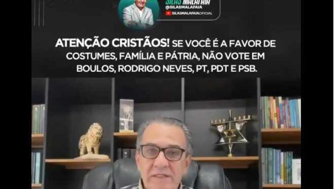 Malafaia vai ao X conclamar cristãos a não votar na esquerda