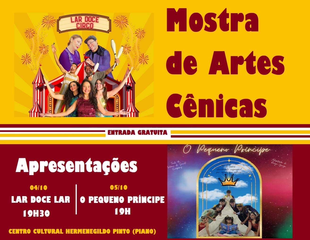 Mostra de Artes Cênicas apresenta os espetáculos "Lar Doce Circo" e "O Pequeno Príncipe"
