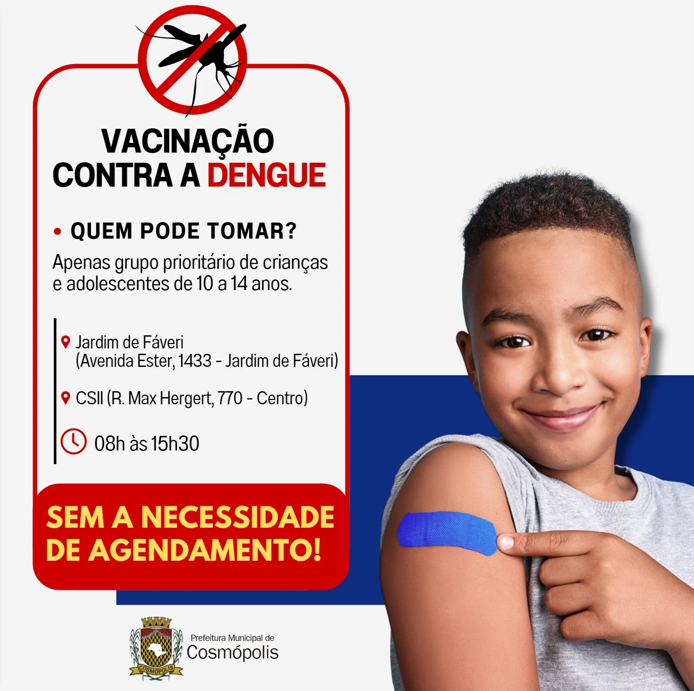 Vacinação contra a dengue – Prefeitura Municipal de Cosmópolis – Jornal Aqui Paulínia