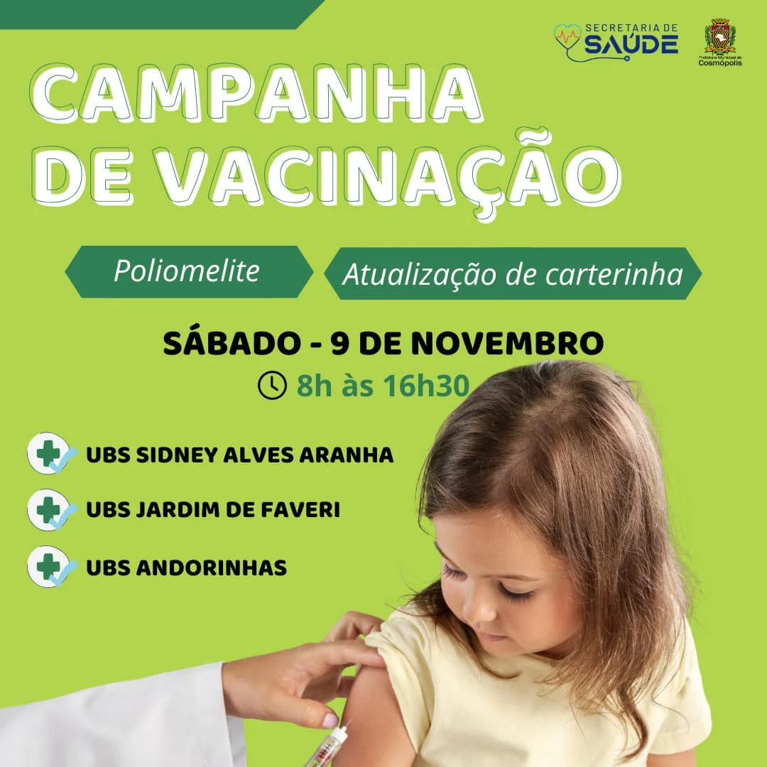 Campanha de vacinação – Prefeitura Municipal de Cosmópolis – Jornal Aqui Paulínia