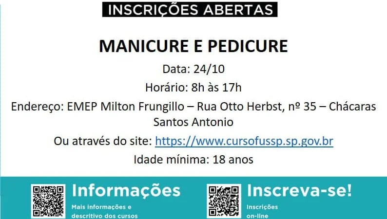 Inscrições abertas para o curso de Manicure e Pedicure! – Prefeitura Municipal de Cosmópolis – Jornal Aqui Paulínia