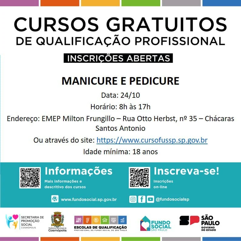 Inscrições abertas para o curso de Manicure e Pedicure! – Prefeitura Municipal de Cosmópolis – Jornal Aqui Paulínia