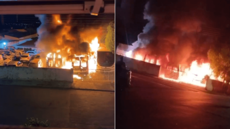 Vídeo: ambulâncias são incendiadas em estacionamento no interior de SP
