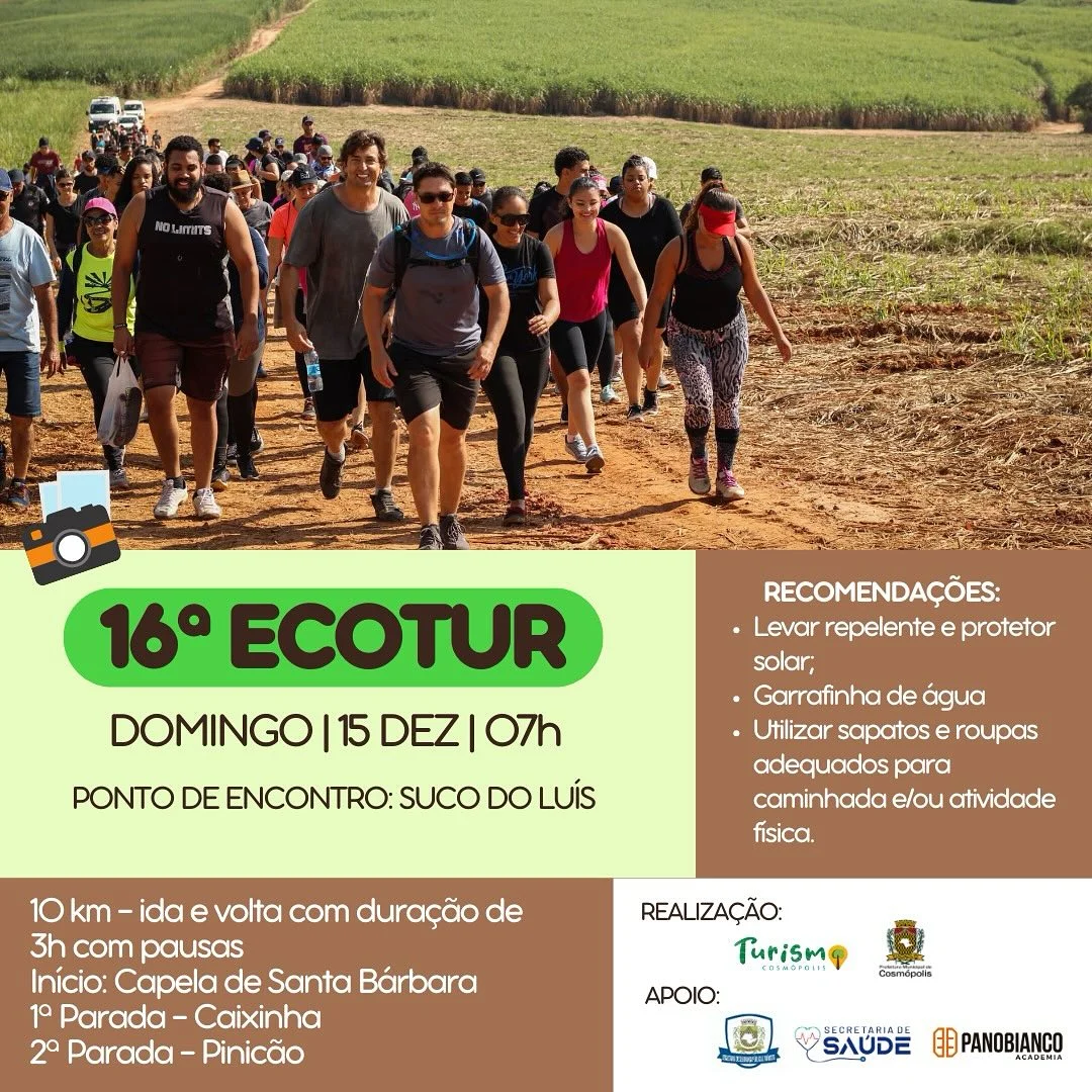 16ª ECOTUR- Caminhada De Ecoturismo De Cosmópolis – Prefeitura Municipal de Cosmópolis – Jornal Aqui Paulínia