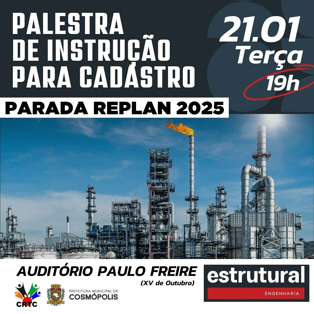 Cadastro para a Parada 2025 da Replan – Prefeitura Municipal de Cosmópolis – Jornal Aqui Paulínia