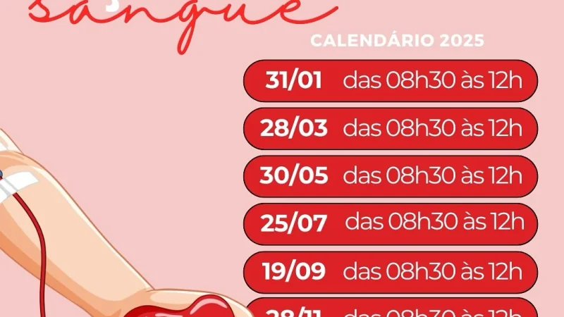 Campanha de Doação de Sangue – Calendário 2025 – Prefeitura Municipal de Cosmópolis – Jornal Aqui Paulínia