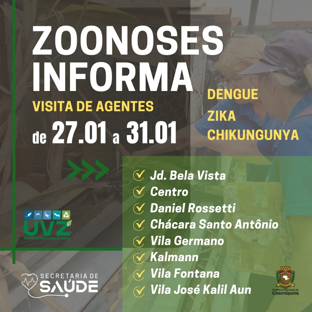 Visitas dos agentes de combate à dengue, zika e chikungunya – Prefeitura Municipal de Cosmópolis – Jornal Aqui Paulínia