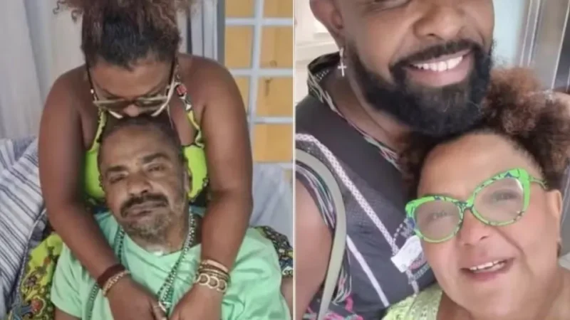 Mulher de Arlindo Cruz aparece com o namorado em saída de hospital