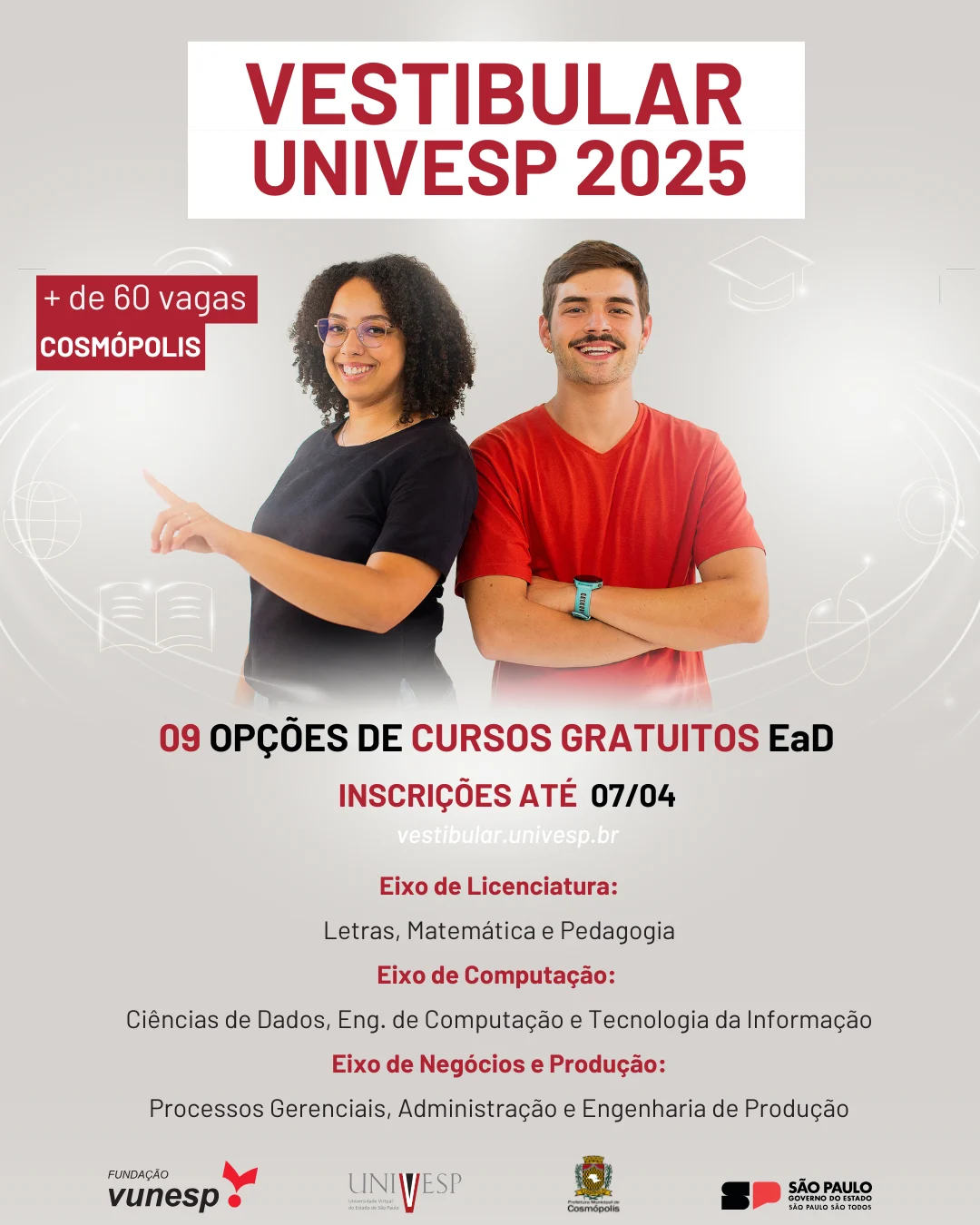 UNIVESP ABRE INSCRIÇÕES PARA VESTIBULAR 2025 – Prefeitura Municipal de Cosmópolis – Jornal Aqui Paulínia